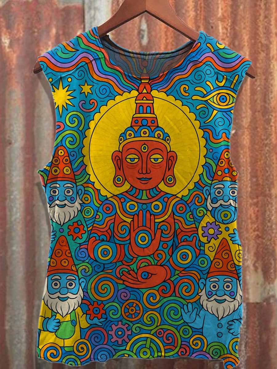 Retro Art Graffiti Printed Casual Cotton Tank Top