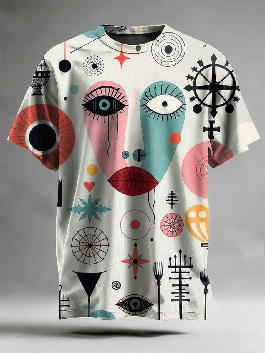 Retro Abstract Art Printed Casual T-Shirt