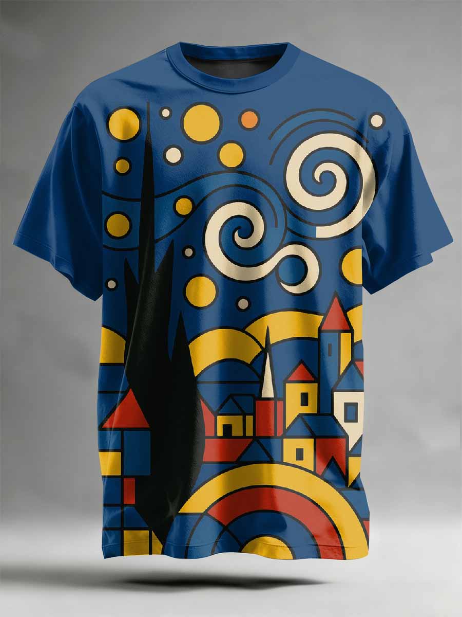 Retro Abstract Art Printed Casual T-Shirt