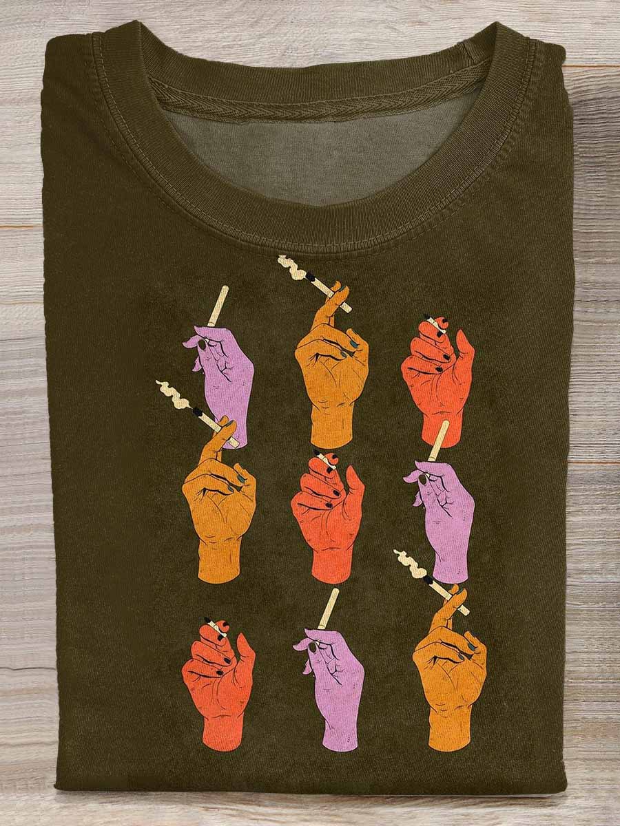 Retro Graffiti Pattern Casual T-shirt