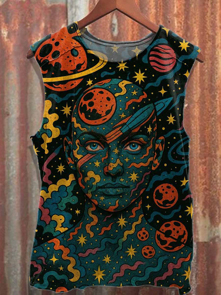 Retro Graffiti Style Pattern Casual Tank Top