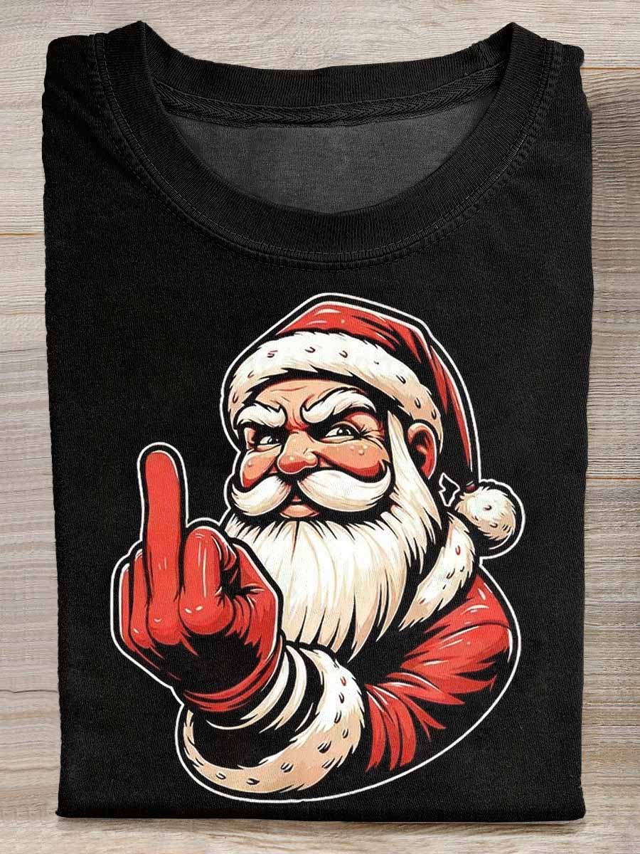 Funny Santa Claus Print Loose Short Sleeved T-Shirt