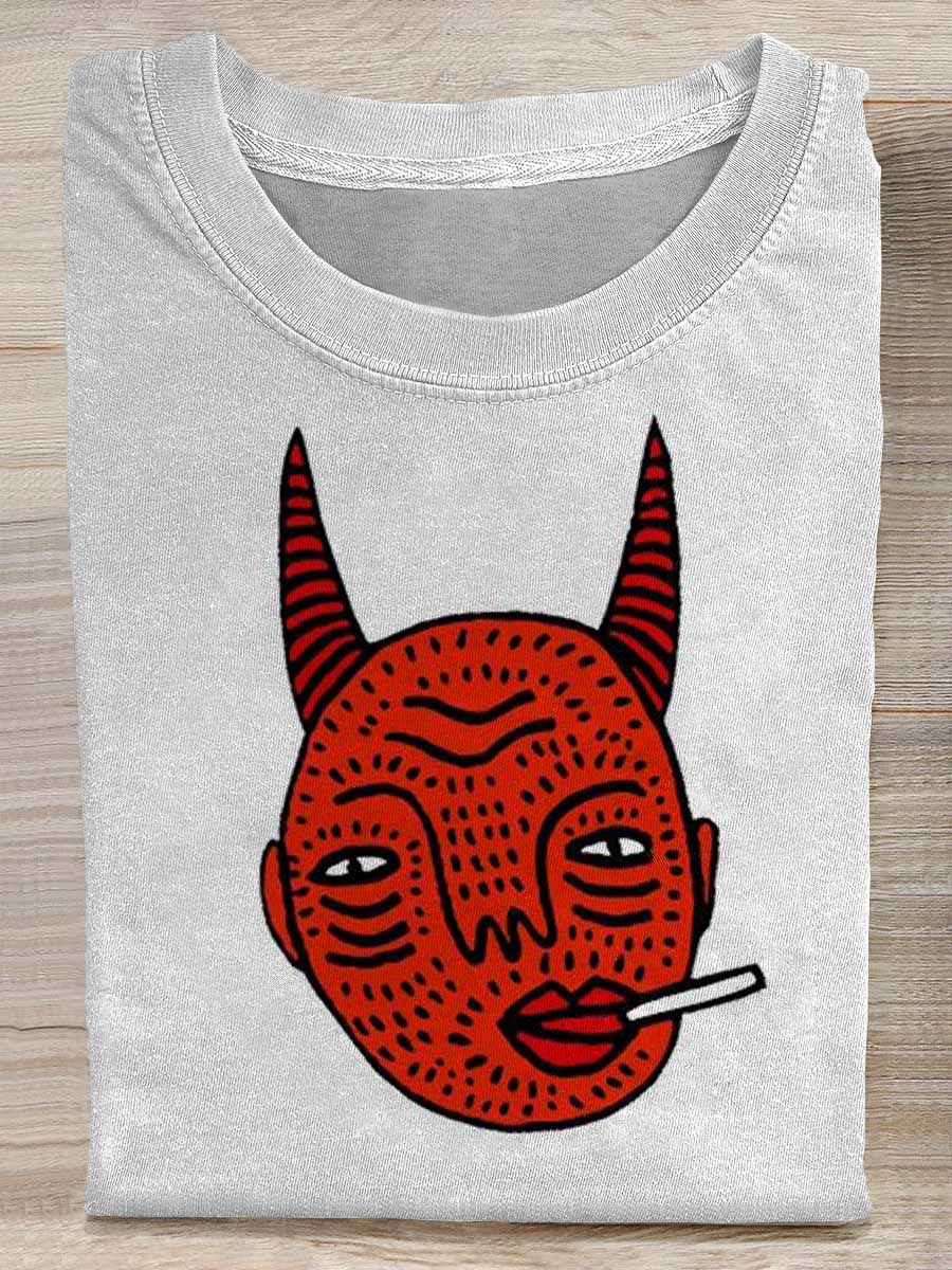 Retro Graffiti Pattern Casual T-shirt