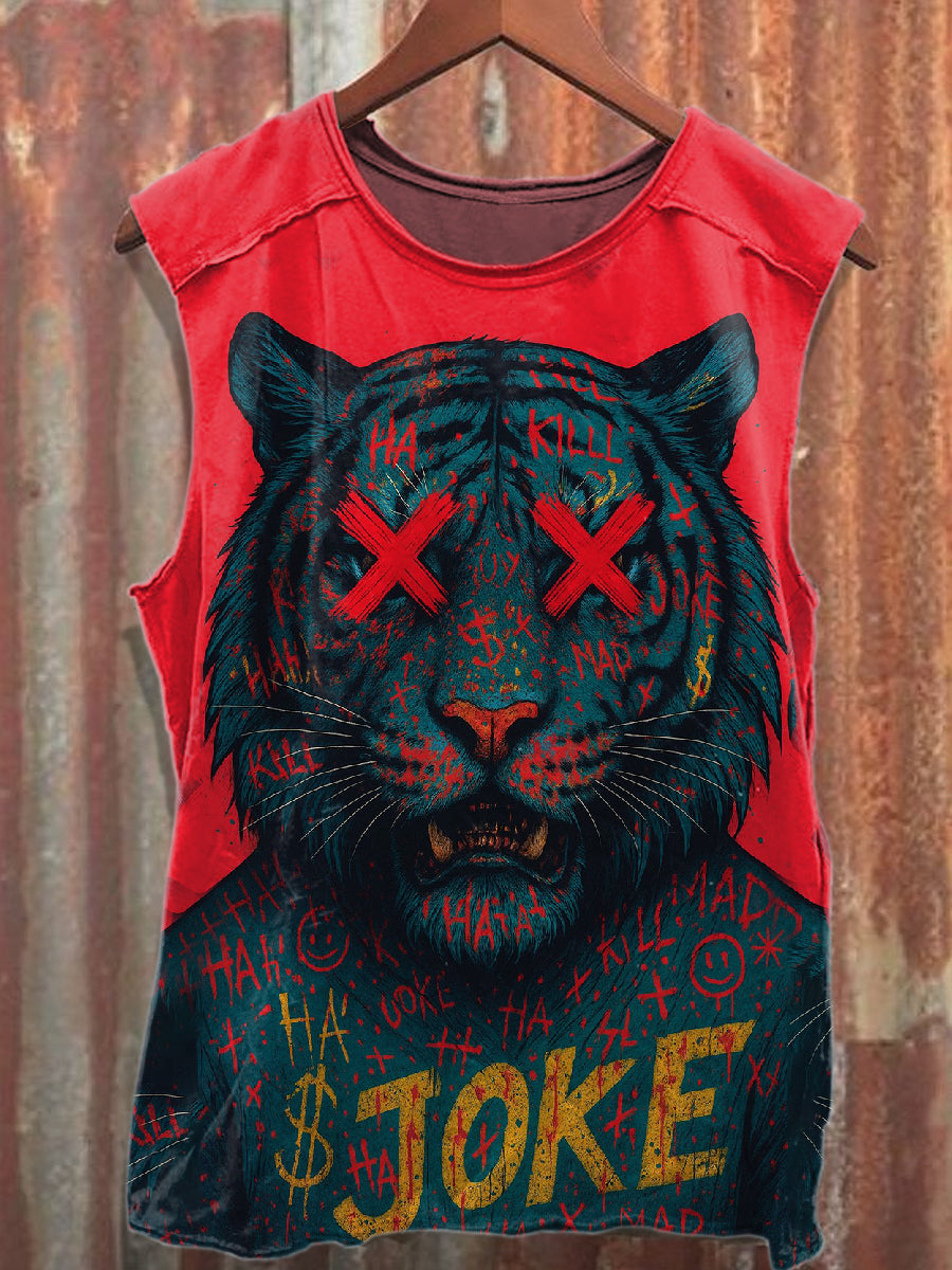 Retro Graffiti Art Print Loose Tank Top