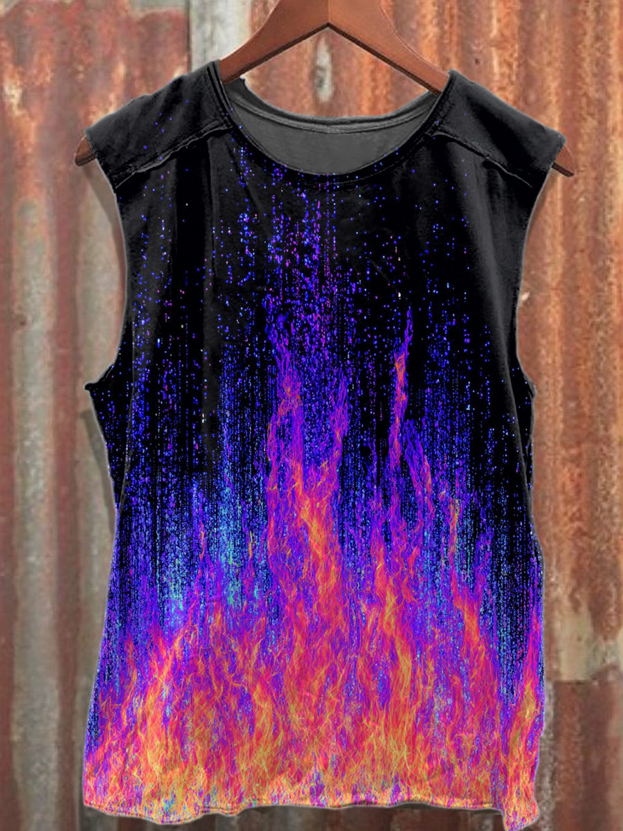 Retro Graffiti Print Casual Cotton Tank Top