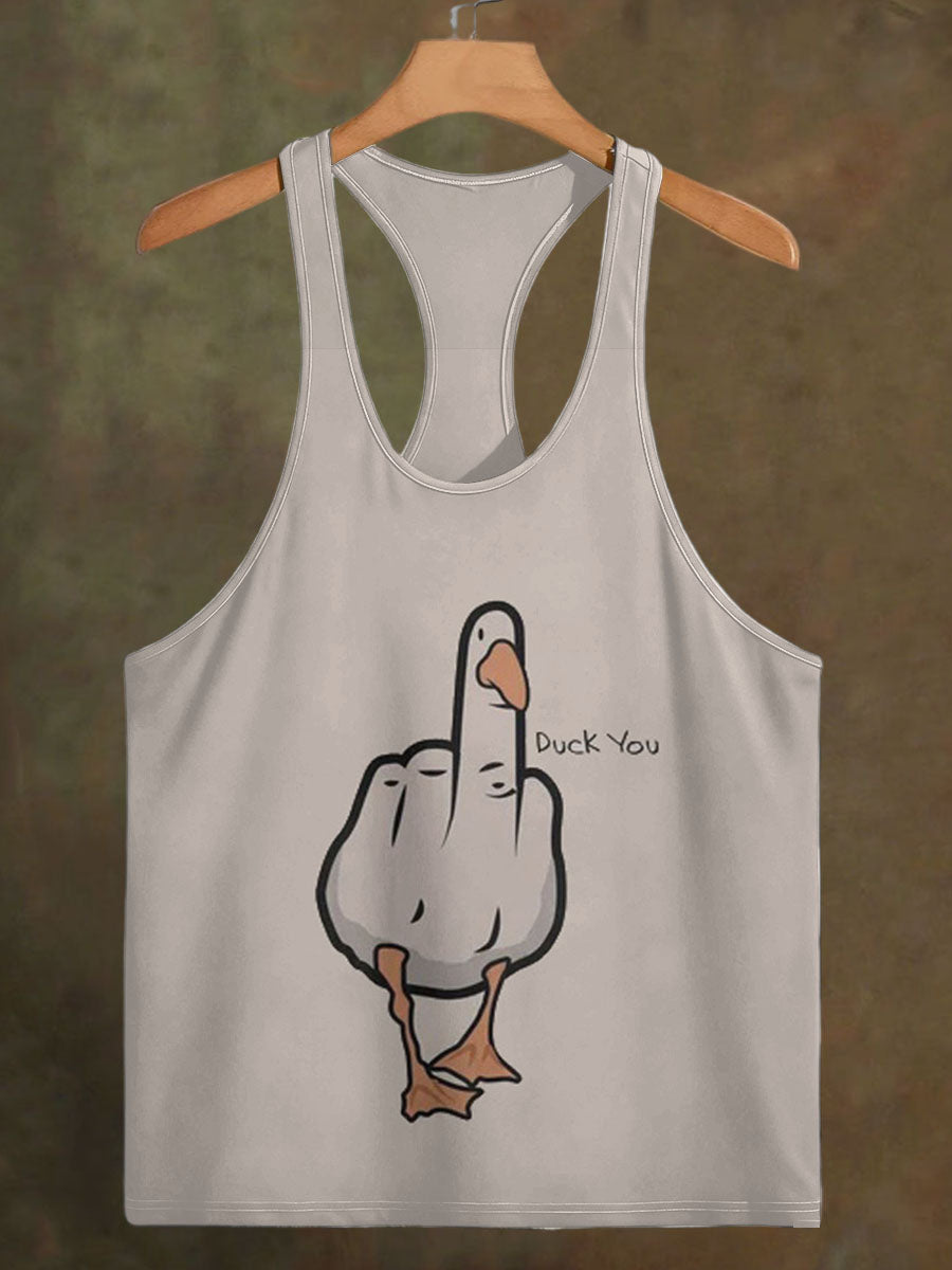 Men's Fun Duck Print Casual Cotton Tank Top