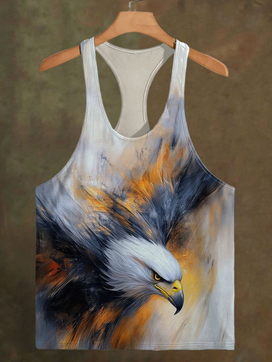 Men's Eagle Print Casual Cotton Vest