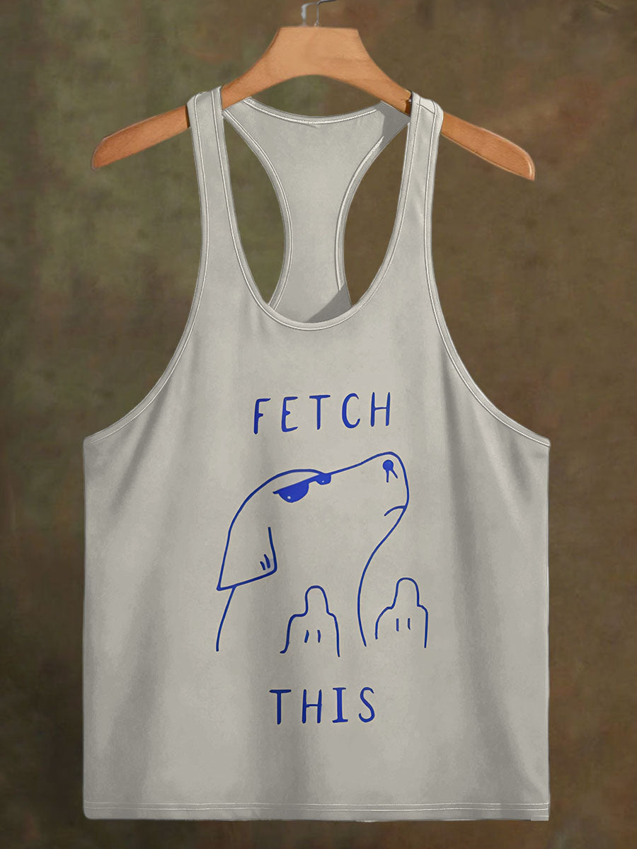 Men's Fun Puppy Print Casual Cotton Tank Top