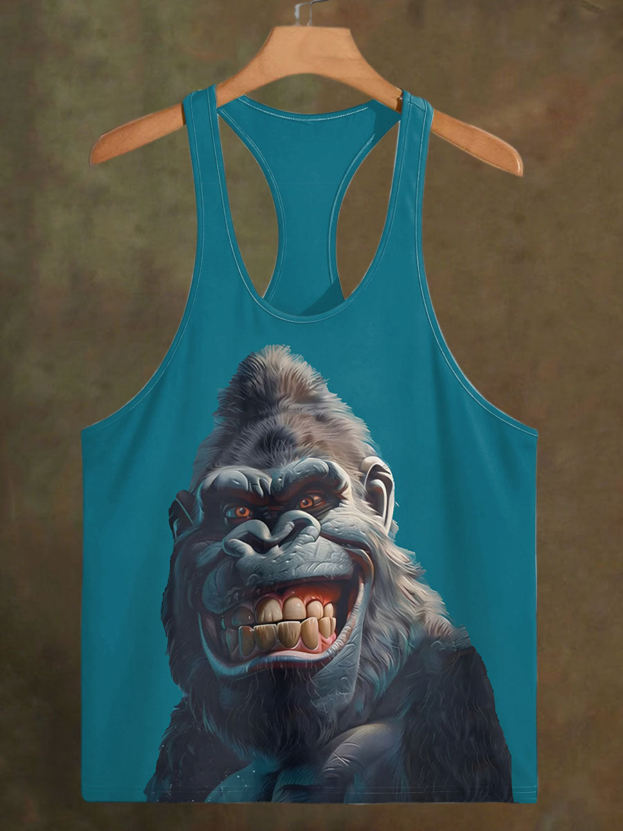 Men's Fun Gorilla Print Casual Cotton Tank Top
