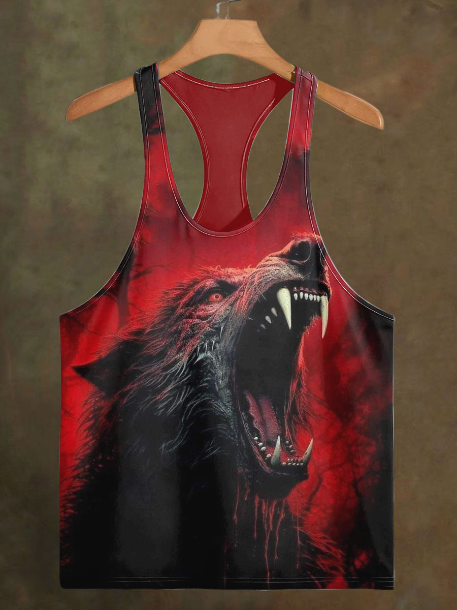 Men's Coyote Print Casual Cotton Vest