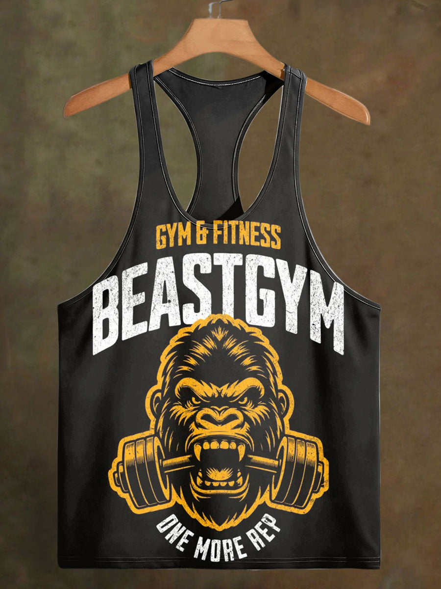 Men's Fitness Ape Print Casual Cotton Tank Top