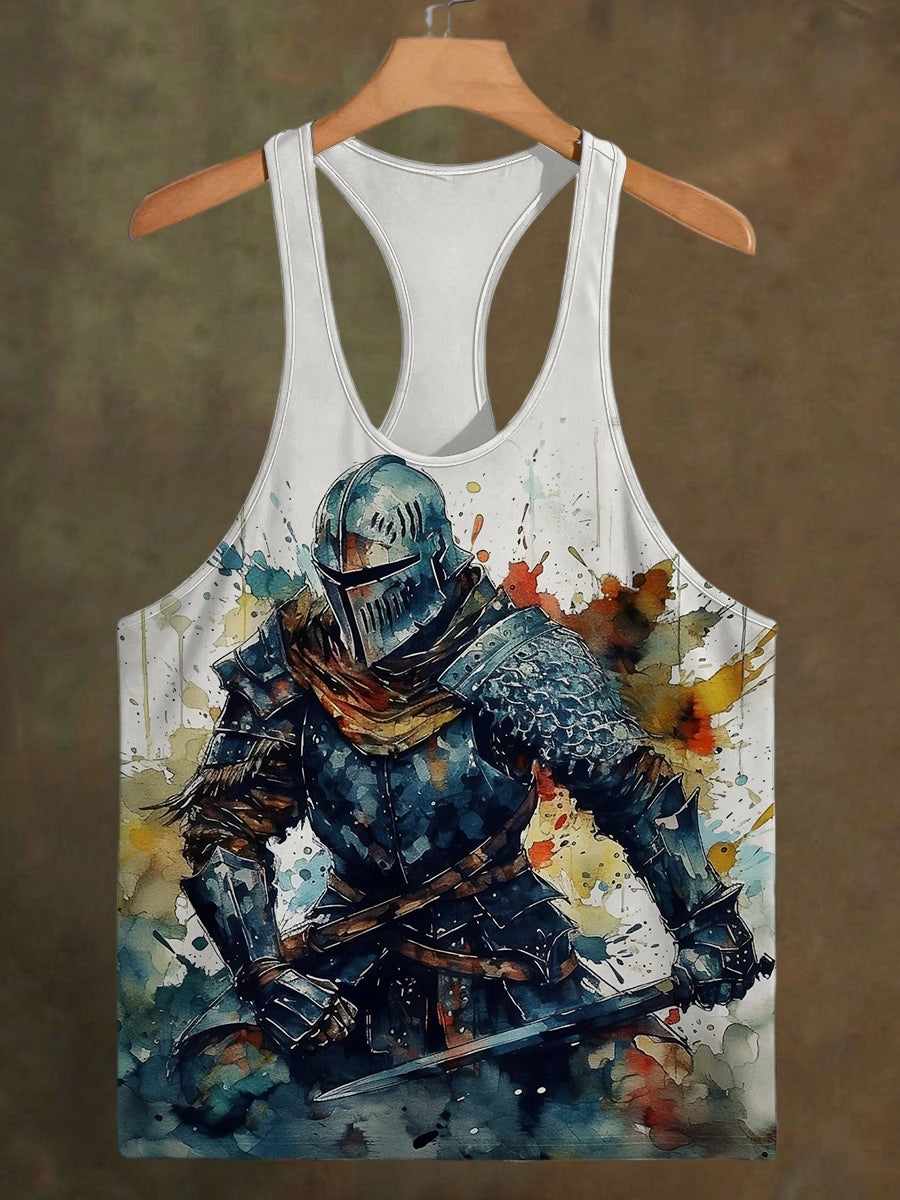 Men's Colorful Knight Print Casual Cotton Vest