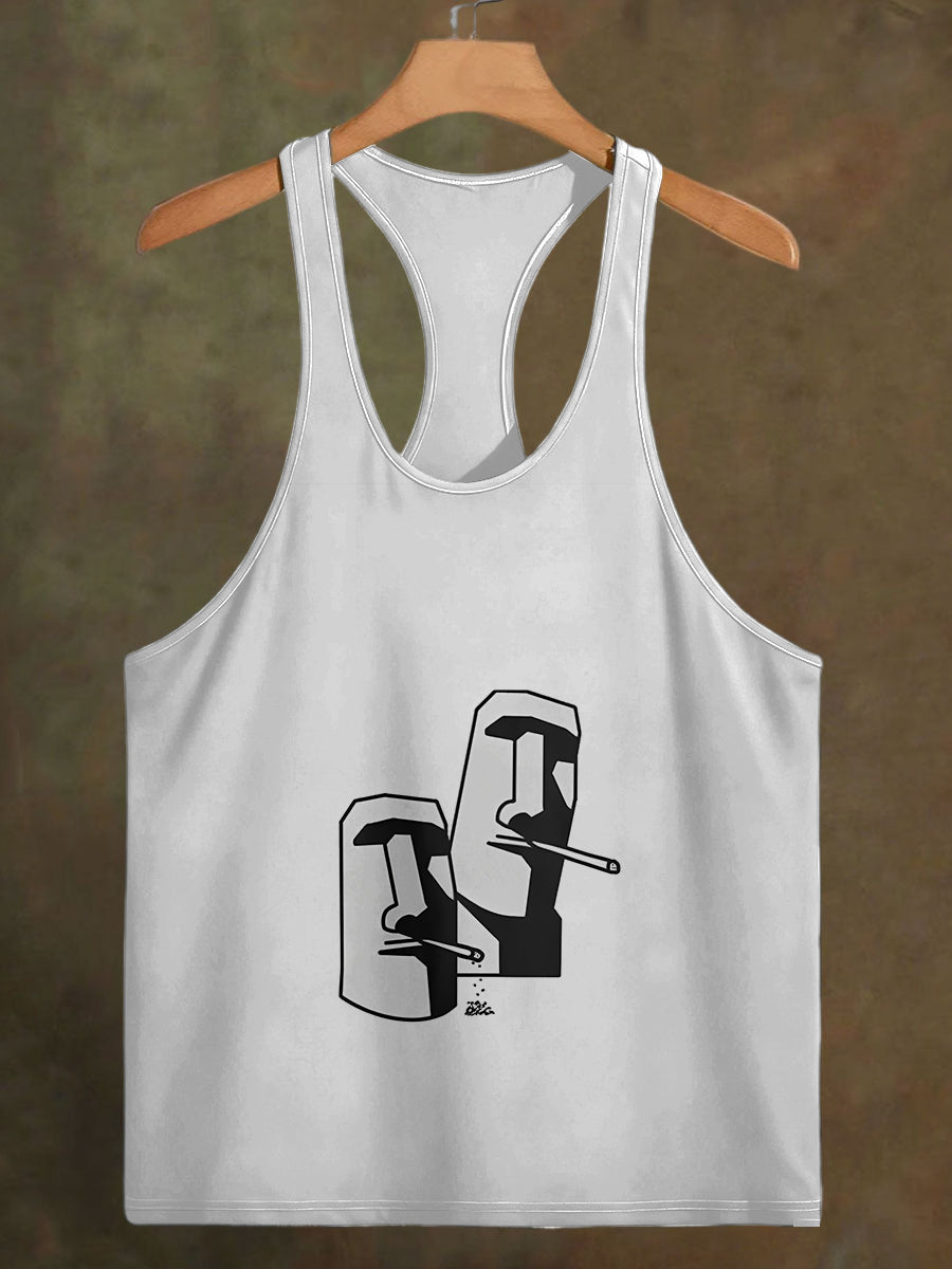 Men's Fun Plaster Print Casual Cotton Tank Top