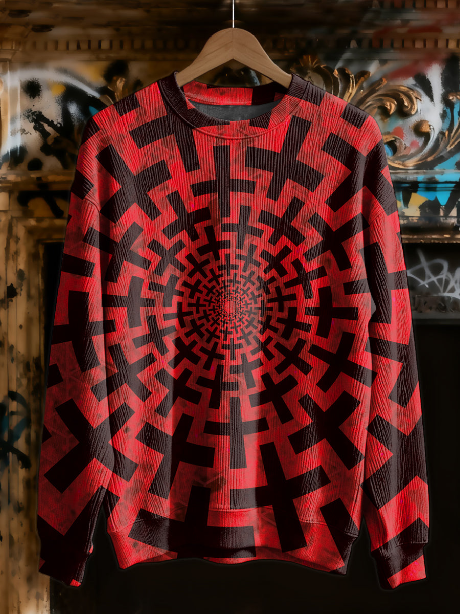 Fantasy Whirlpool Graffiti Printed Casual Long Sleeve Sweatshirt