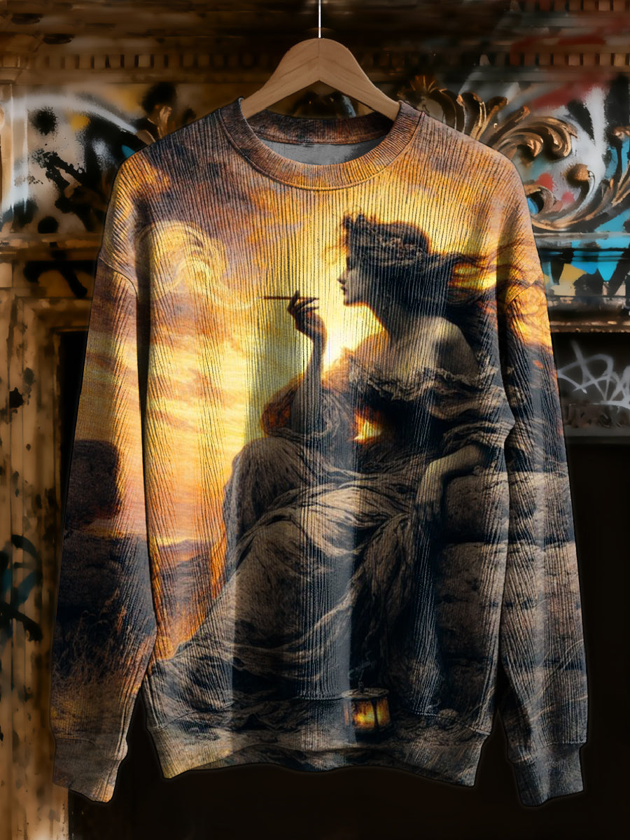 Retro Graffiti Style Printed Casual Sweatshirt