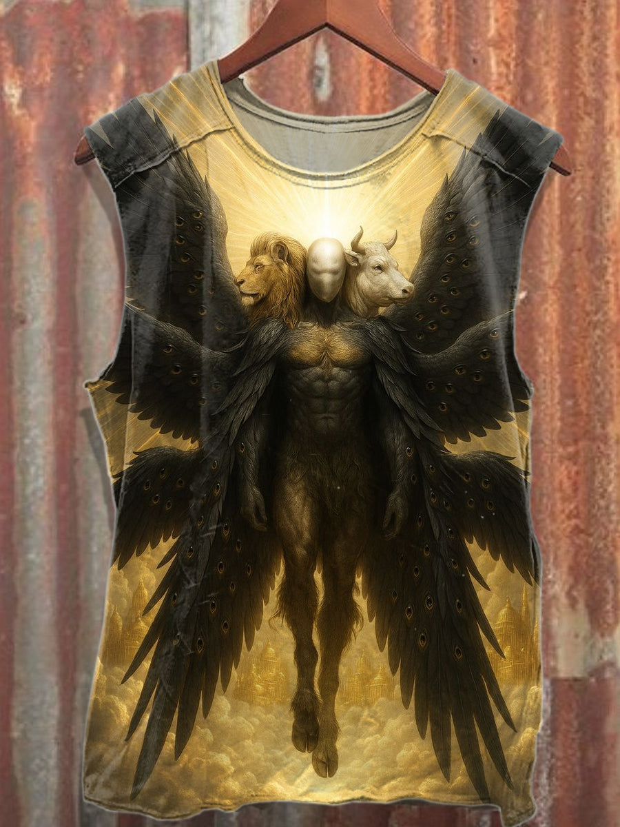 Retro Evil Angel Print Casual Cotton Tank Top