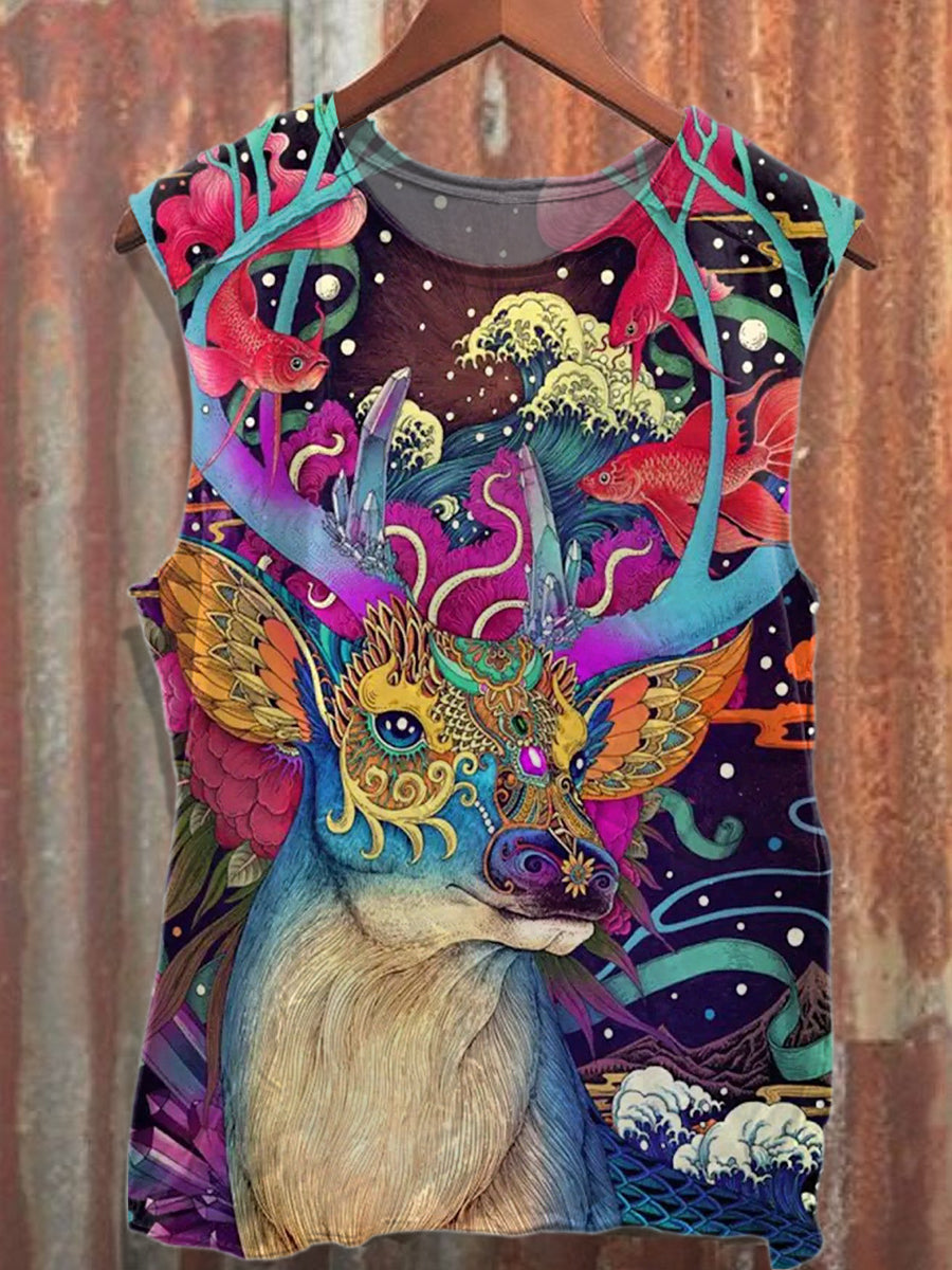 Gorgeous Graffiti Printed Casual Cotton Tank Top