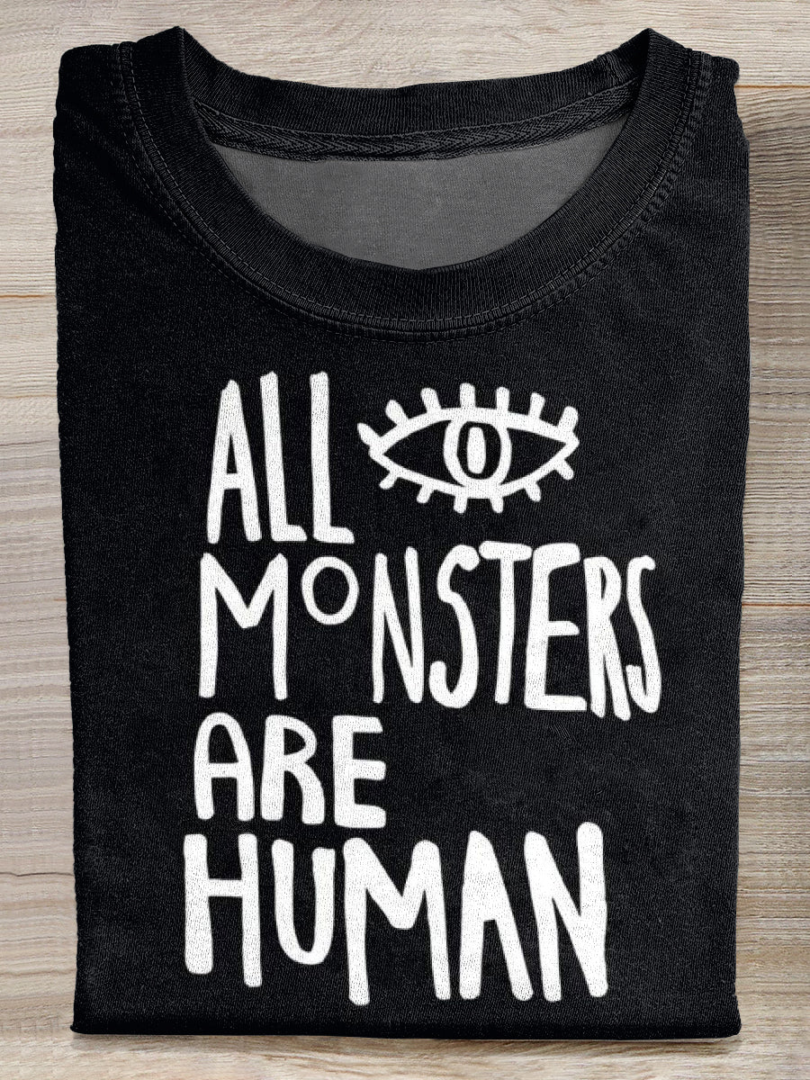 Retro Funny Print Casual Cotton T-Shirt