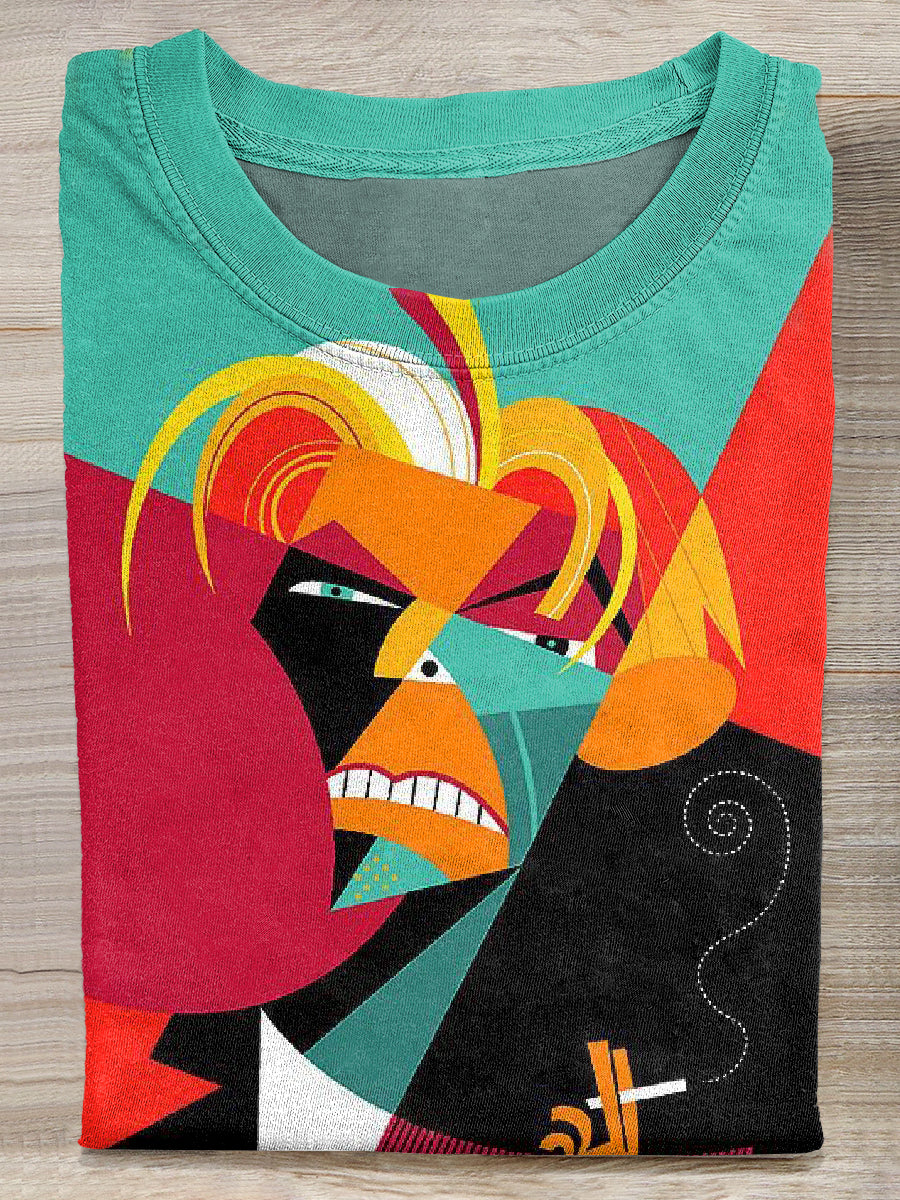 Retro Funny Print Casual Cotton T-Shirt