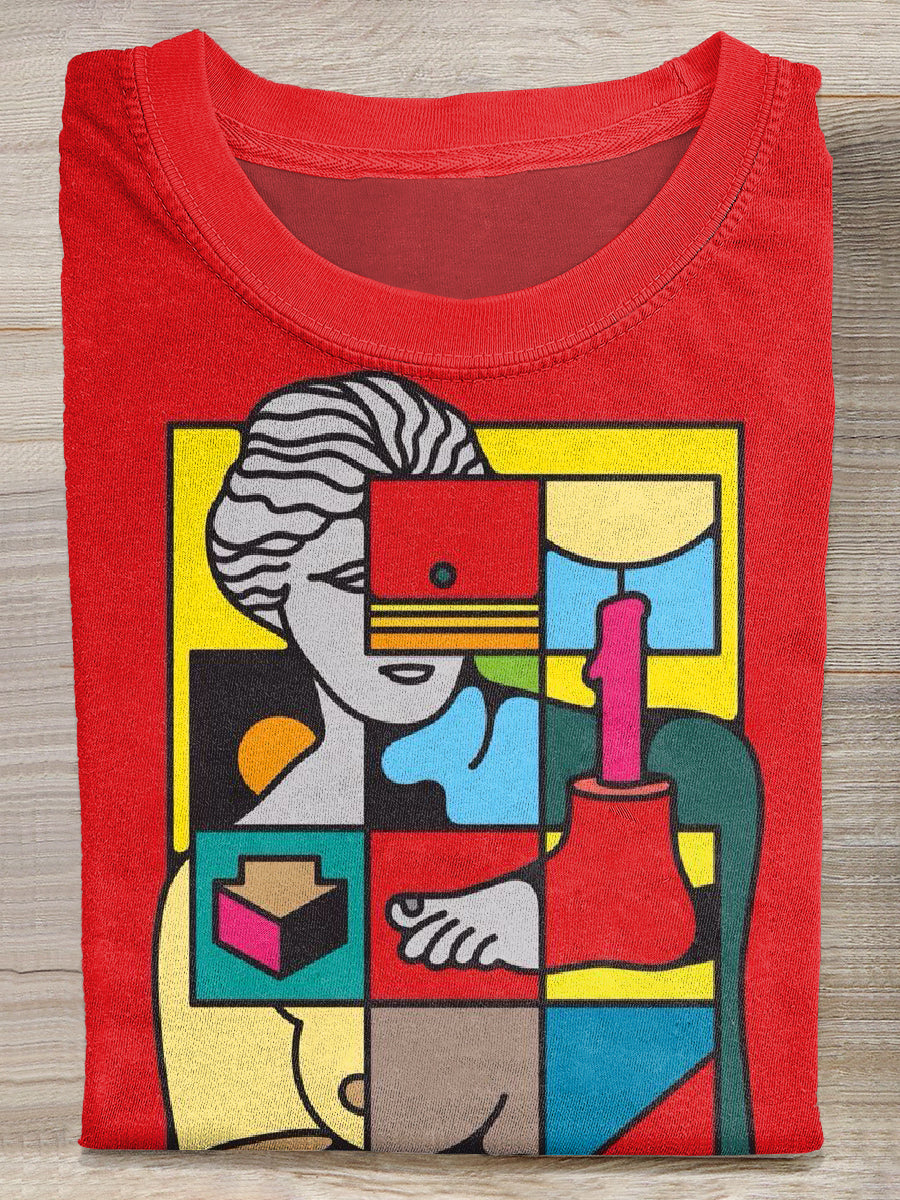 Retro Funny Print Casual Cotton T-Shirt