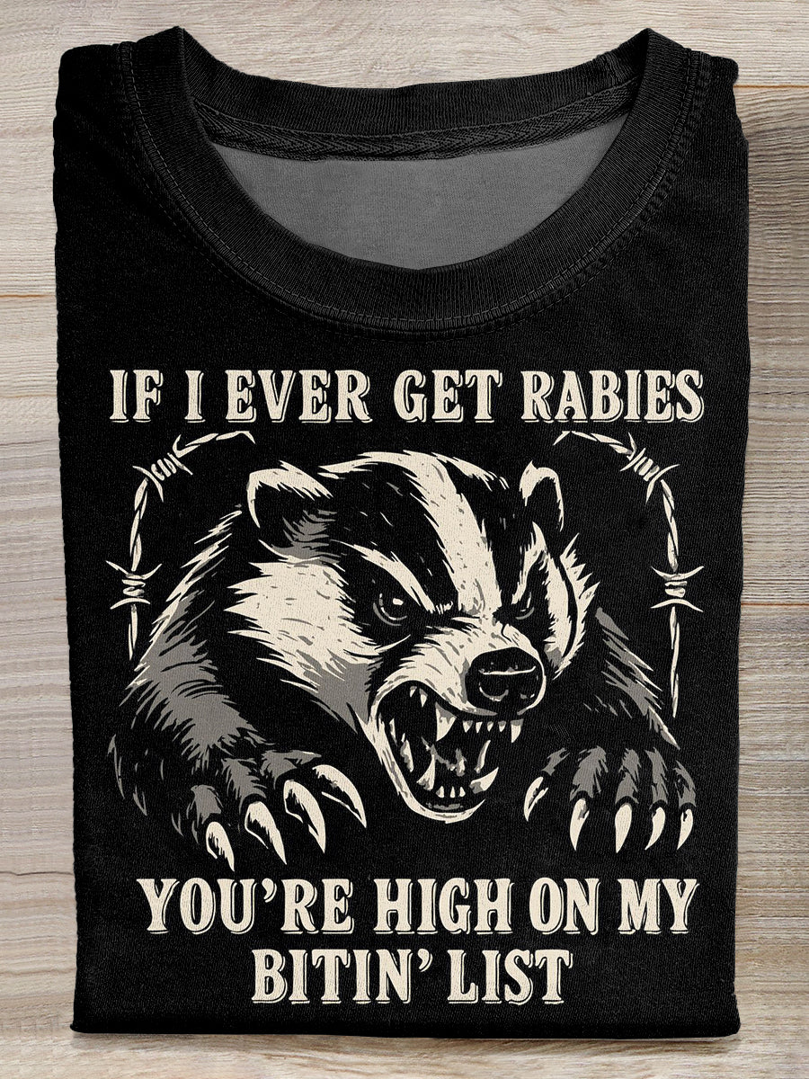 Retro Funny Print Casual Cotton T-Shirt