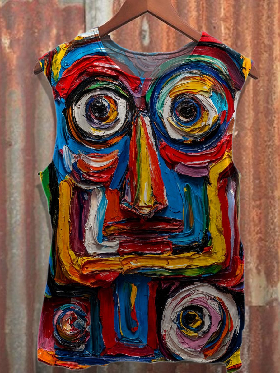 Gorgeous Graffiti Printed Casual Cotton Tank Top