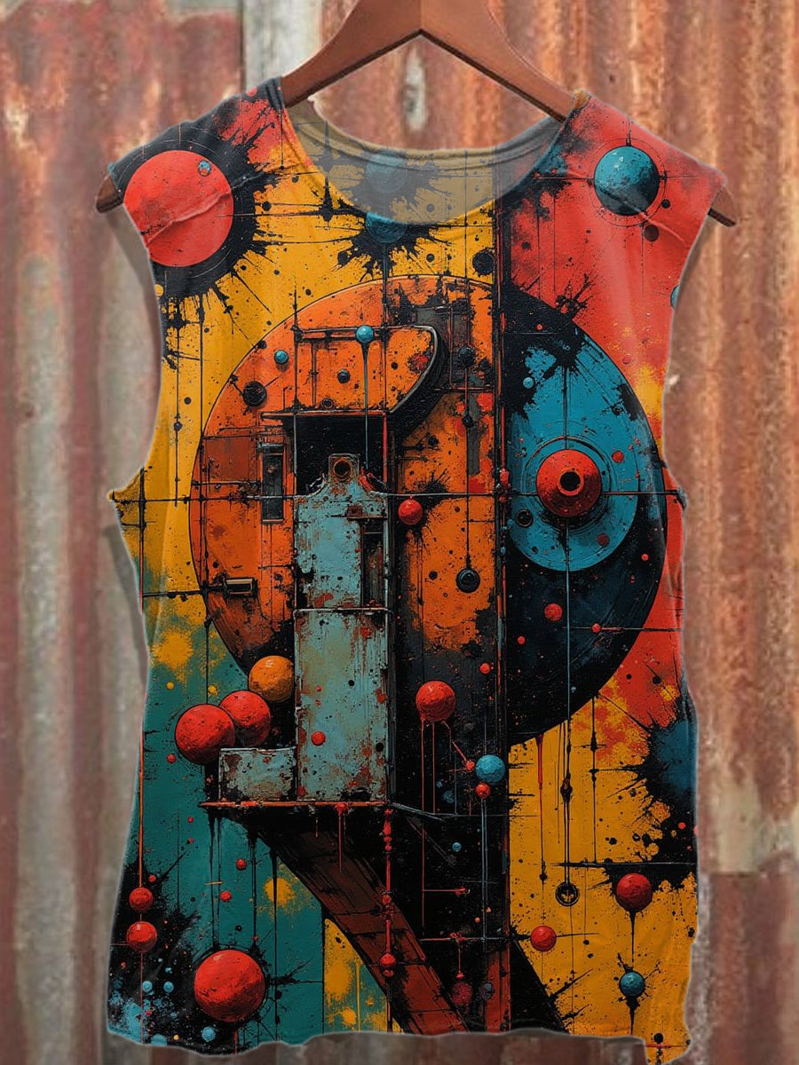 Gorgeous Graffiti Printed Casual Cotton Tank Top