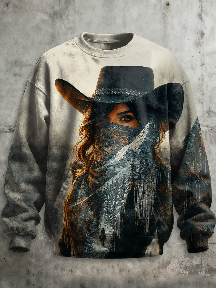 Retro Graffiti Printed Casual Long Sleeved Sweatshirt