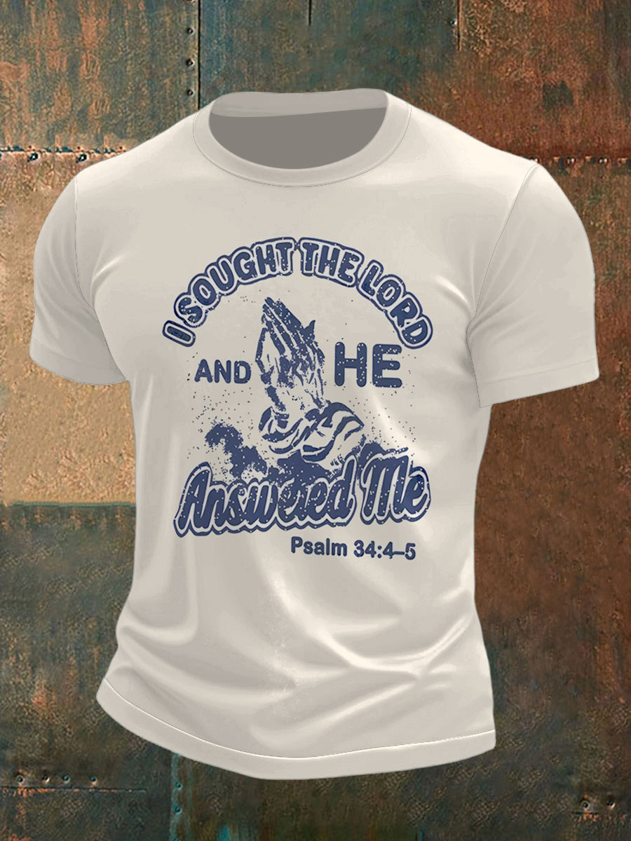 Men's Cross Prayer Printed Short Sleeve T-Shirt