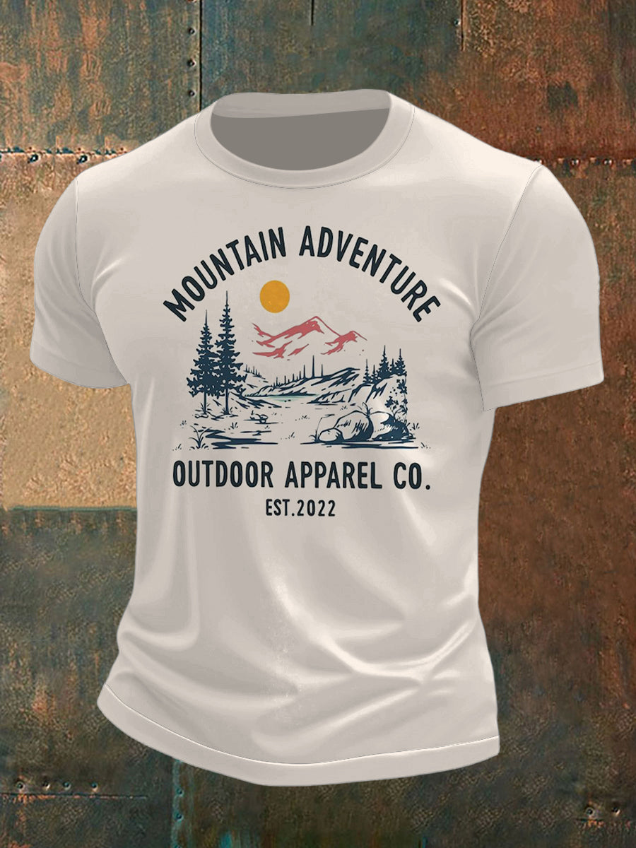 Men's Sunset and Mountains Print Short Sleeve T-Shirt