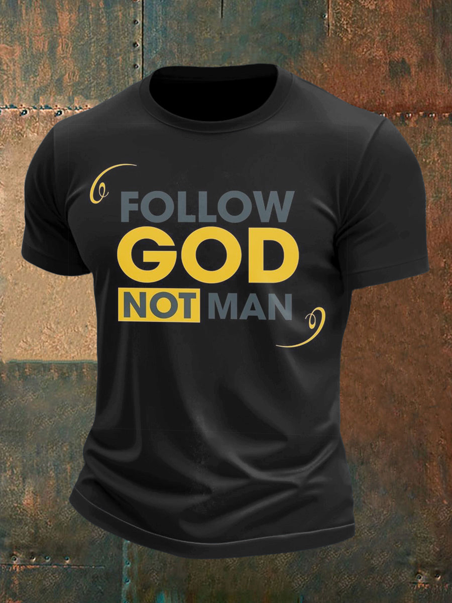 Men's Follow God Printed Short Sleeve T-Shirt