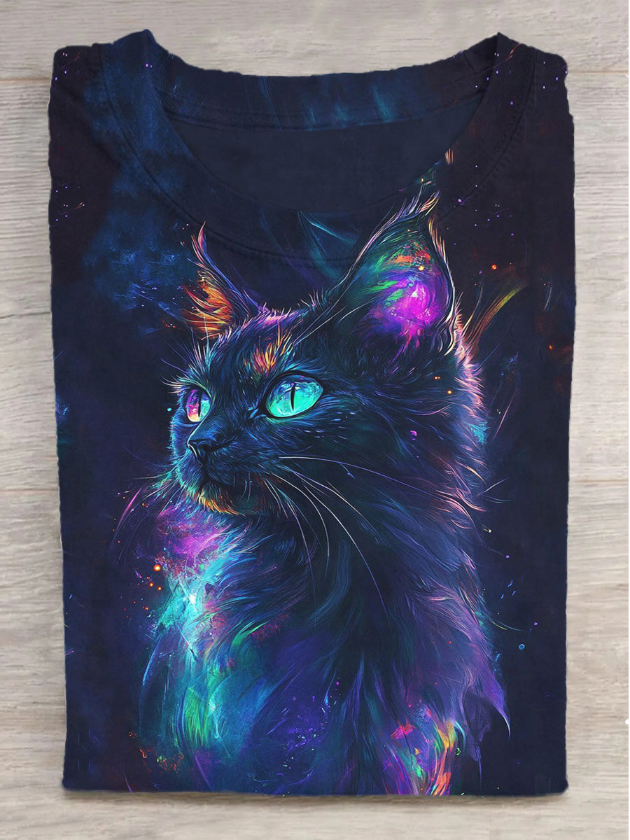 Unisex Night Sky Abstract Cat Print Casual Cotton Tank Top