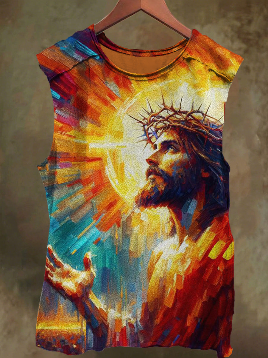 Unisex Dreamy Warm Jesus Print Casual Cotton Tank Top