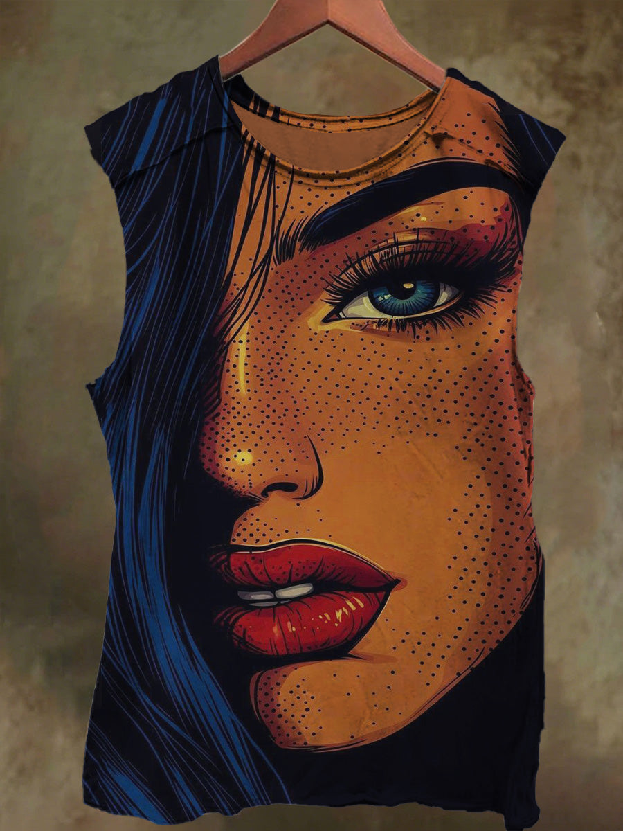 Unisex Women's Graffiti Art Print Casual Cotton Tank Top