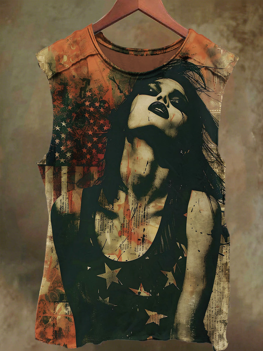 Unisex Gothic Sexy Girl Print Casual Cotton Tank Top