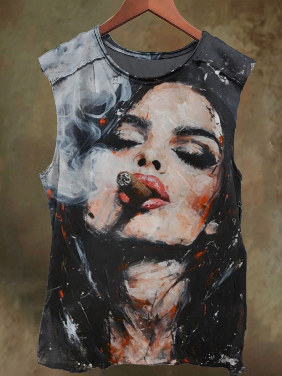 Unisex Smoking Girly Print Casual Cotton Tank Top