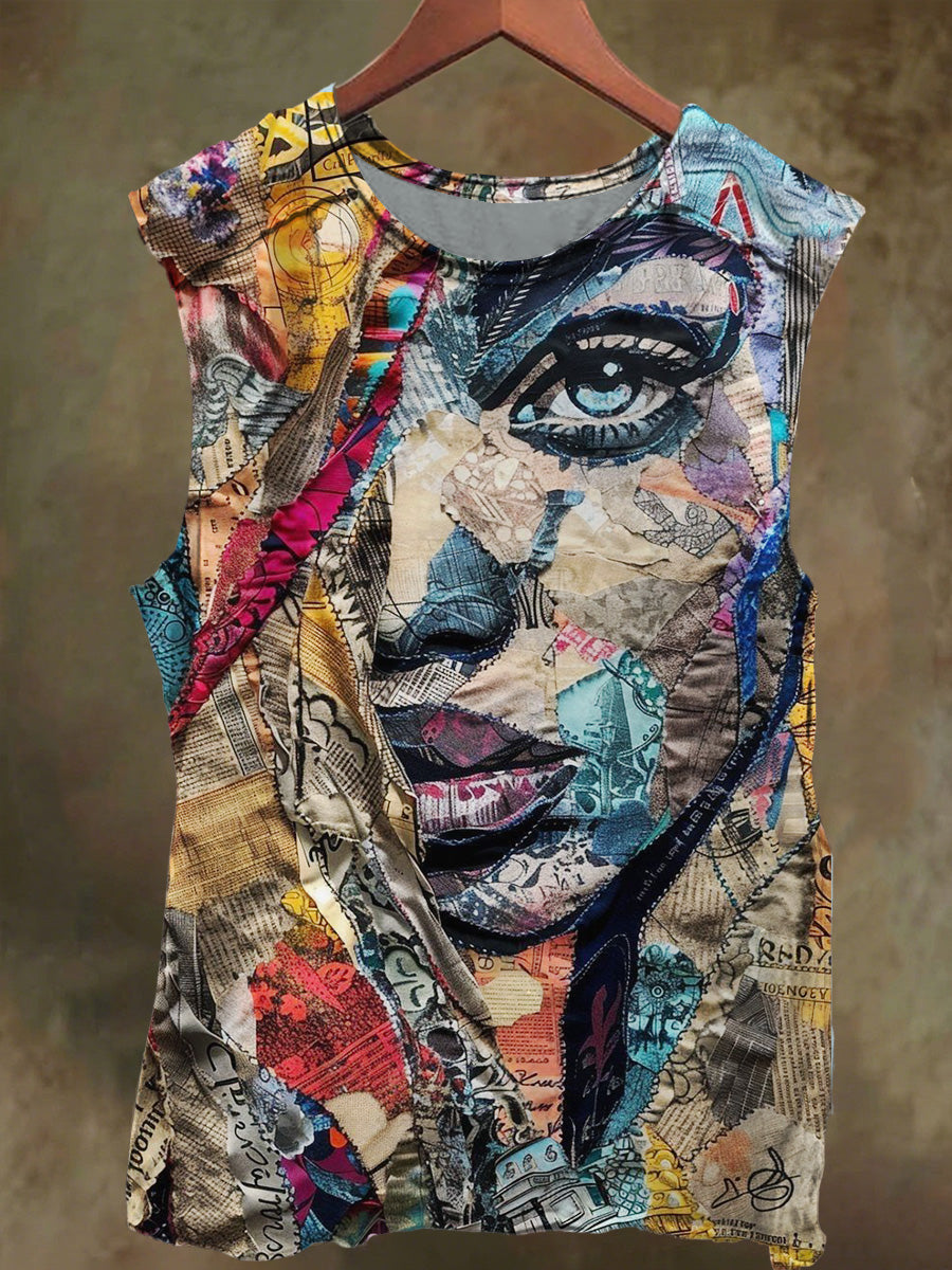 Unisex Fabric Textured Girly Print Casual Cotton Tank Top