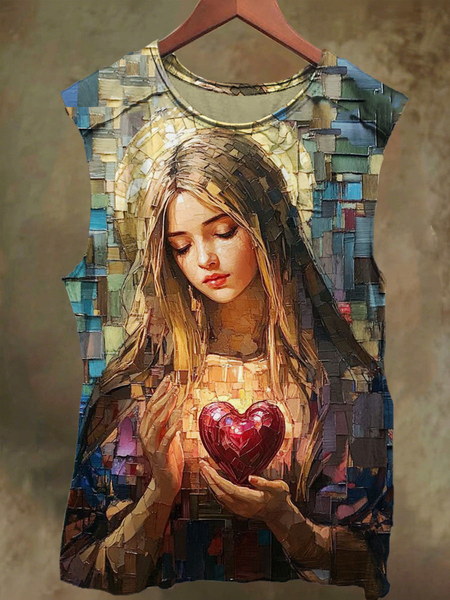 Unisex Virgin Mary Print Casual Cotton Tank Top