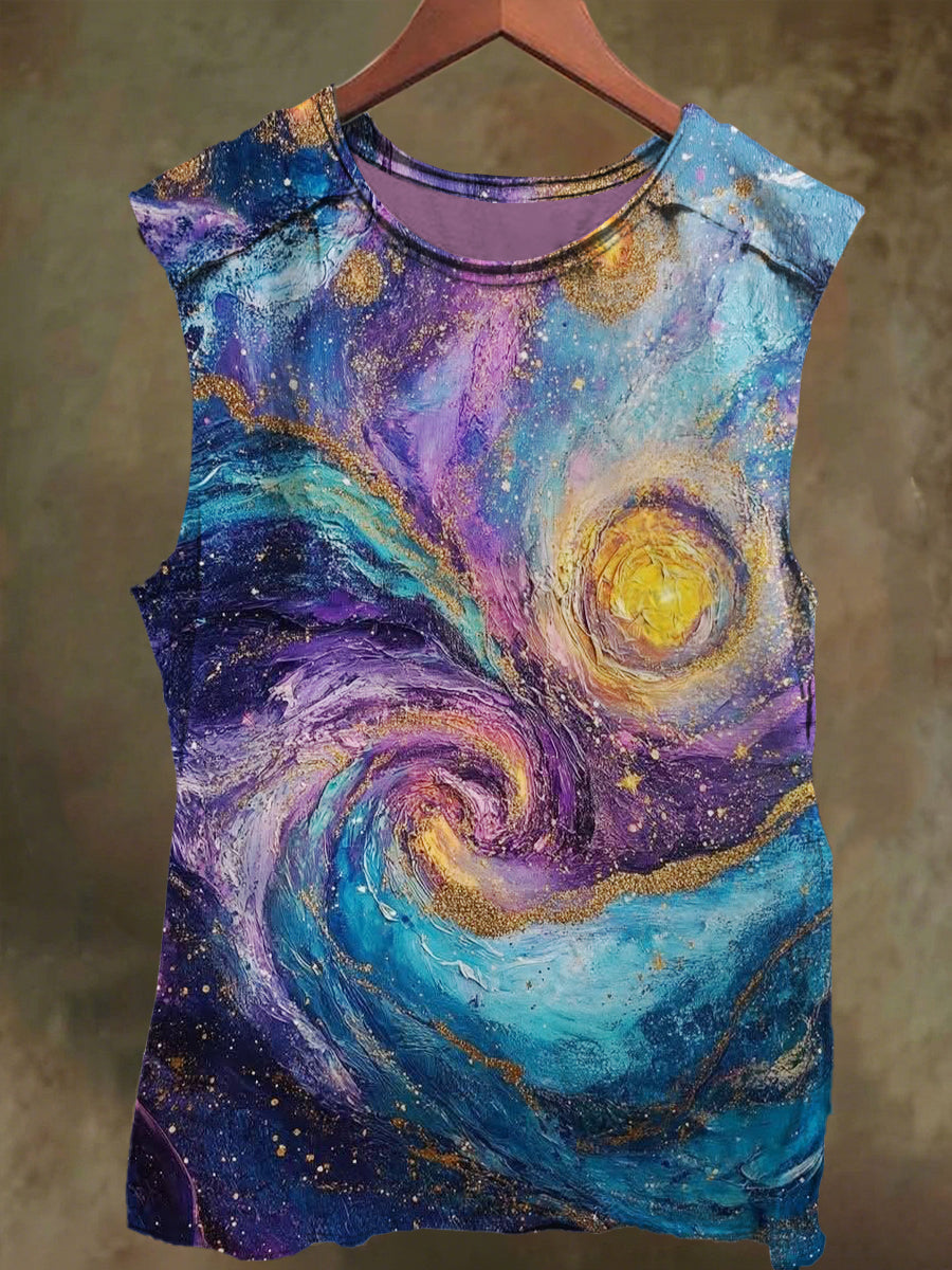 Unisex Cosmic Dream in Star Print Casual Cotton Tank Top