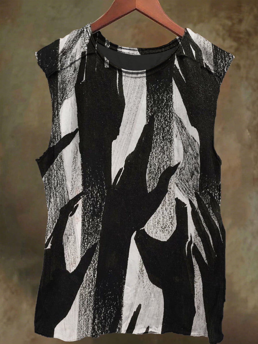 Unisex Dreamy Woods Palm Print Casual Cotton Tank Top