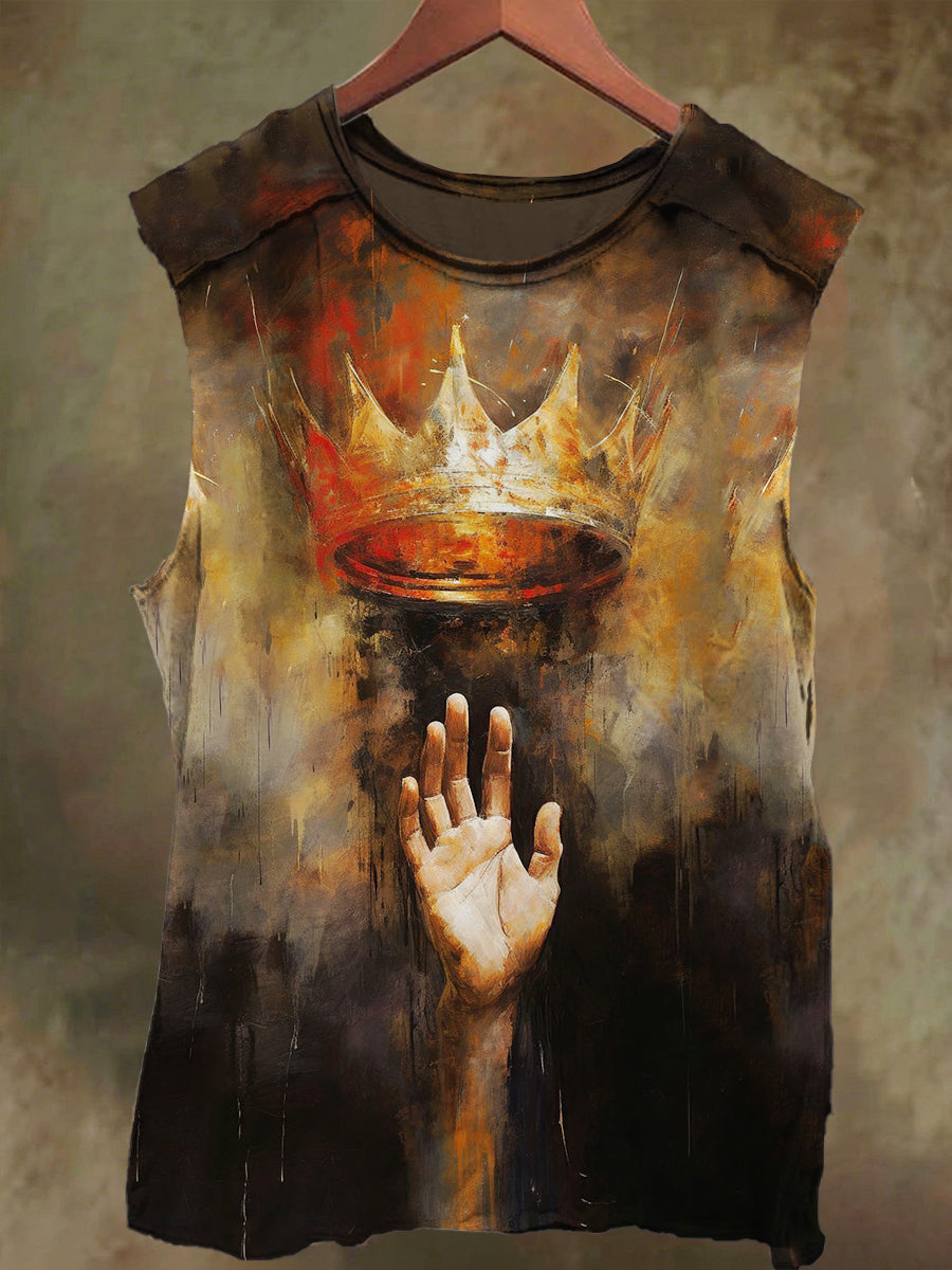 Unisex God Crown Print Casual Cotton Tank Top