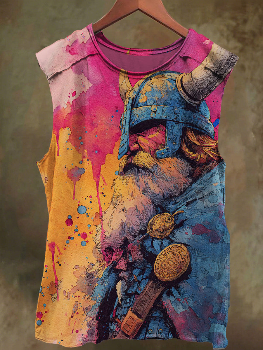 Unisex Warrior Print Casual Cotton Tank Top