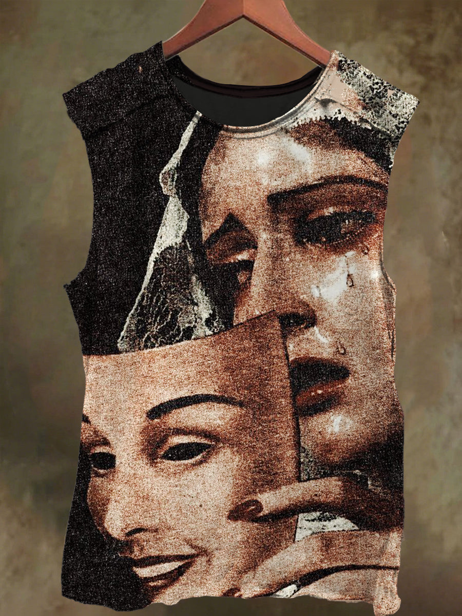 Unisex Nun's Mask Print Casual Cotton Tank Top
