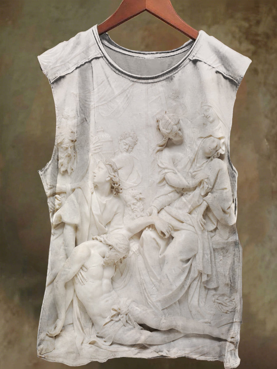 Unisex Embossed Myth Print Casual Cotton Tank Top