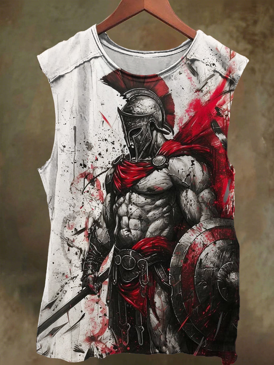 Unisex Knight Print Casual Cotton Tank Top