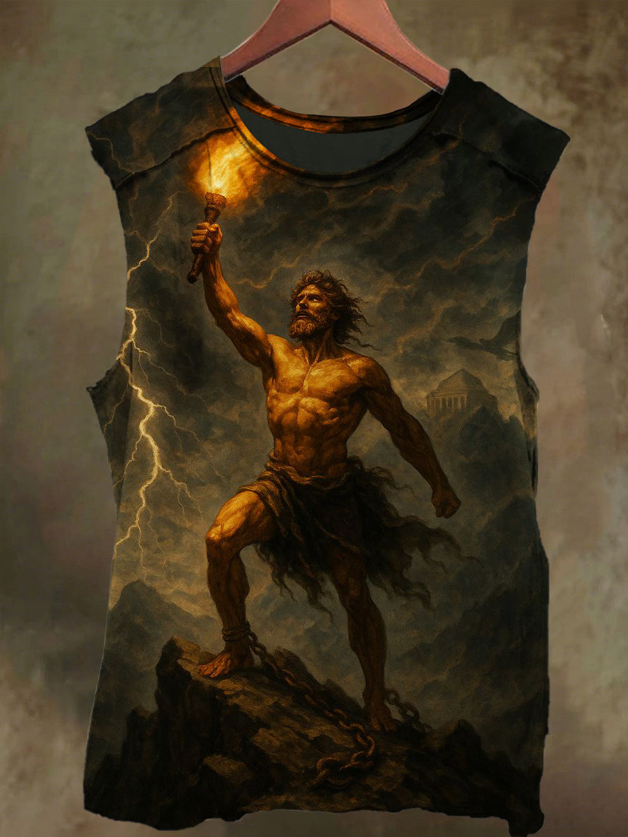 Unisex Prometheus Spark Print Casual Cotton Tank Top