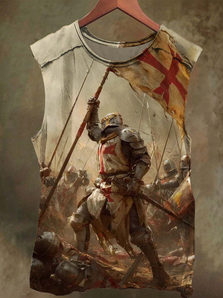 Unisex Crusader Print Casual Cotton Tank Top