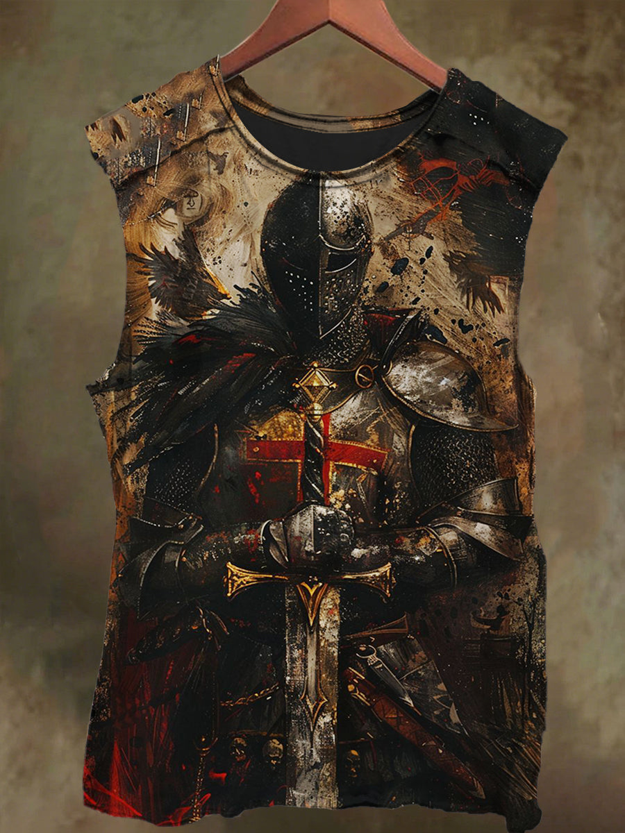 Unisex Crusader's Sword Print Casual Cotton Tank Top