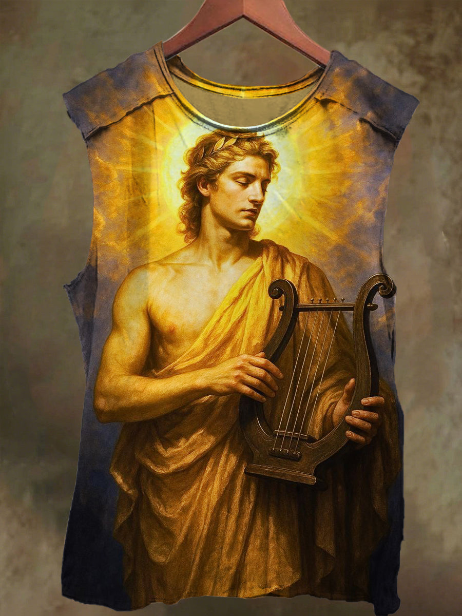 Unisex Sun God Apollo Print Casual Cotton Tank Top