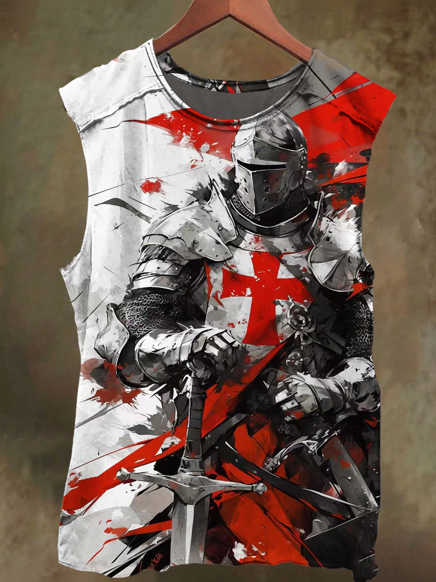 Unisex Crusader Print Casual Cotton Tank Top